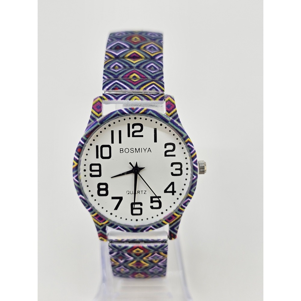 Women's Watch 36MM White Dial Southwest Style Expandable Band 6.5" NEW Battery